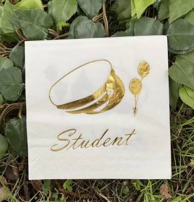 Servetter Student i vitt och guld