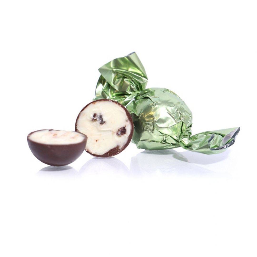 Fyldt Cocoture chokoladekugle mørk chokolade med sour cherry Pastelgrøn 1 kg