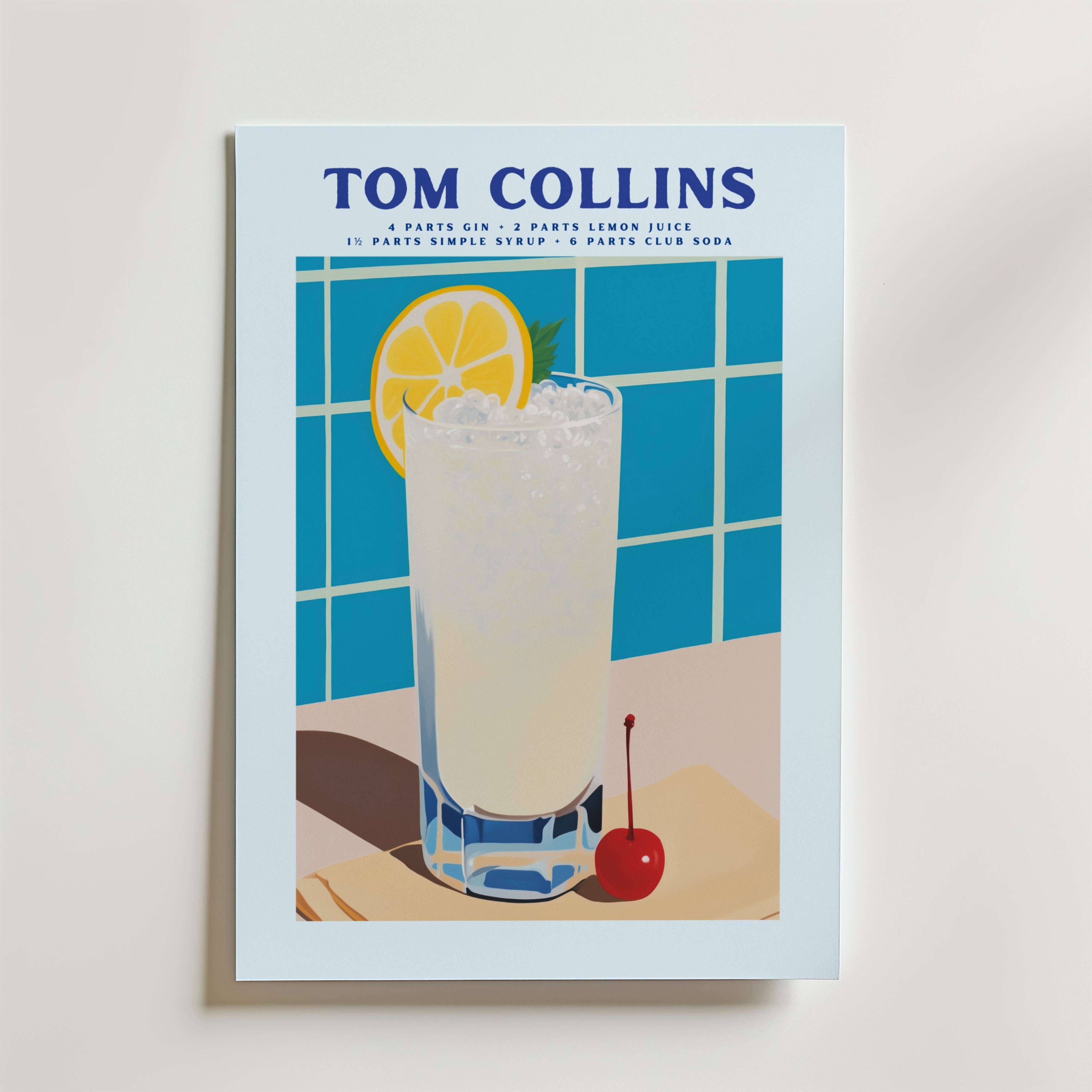 Tom Collins Cocktail Poster - Fine Art Poster 13x18 cm