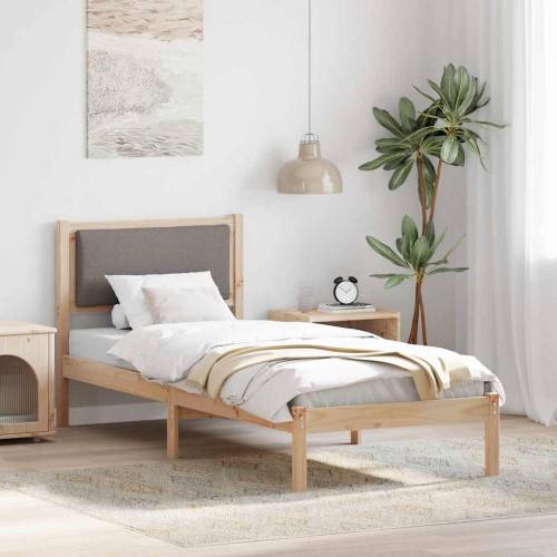 Sängram med huvudgavel Taupe 80 x 190 cm Massiv furu
