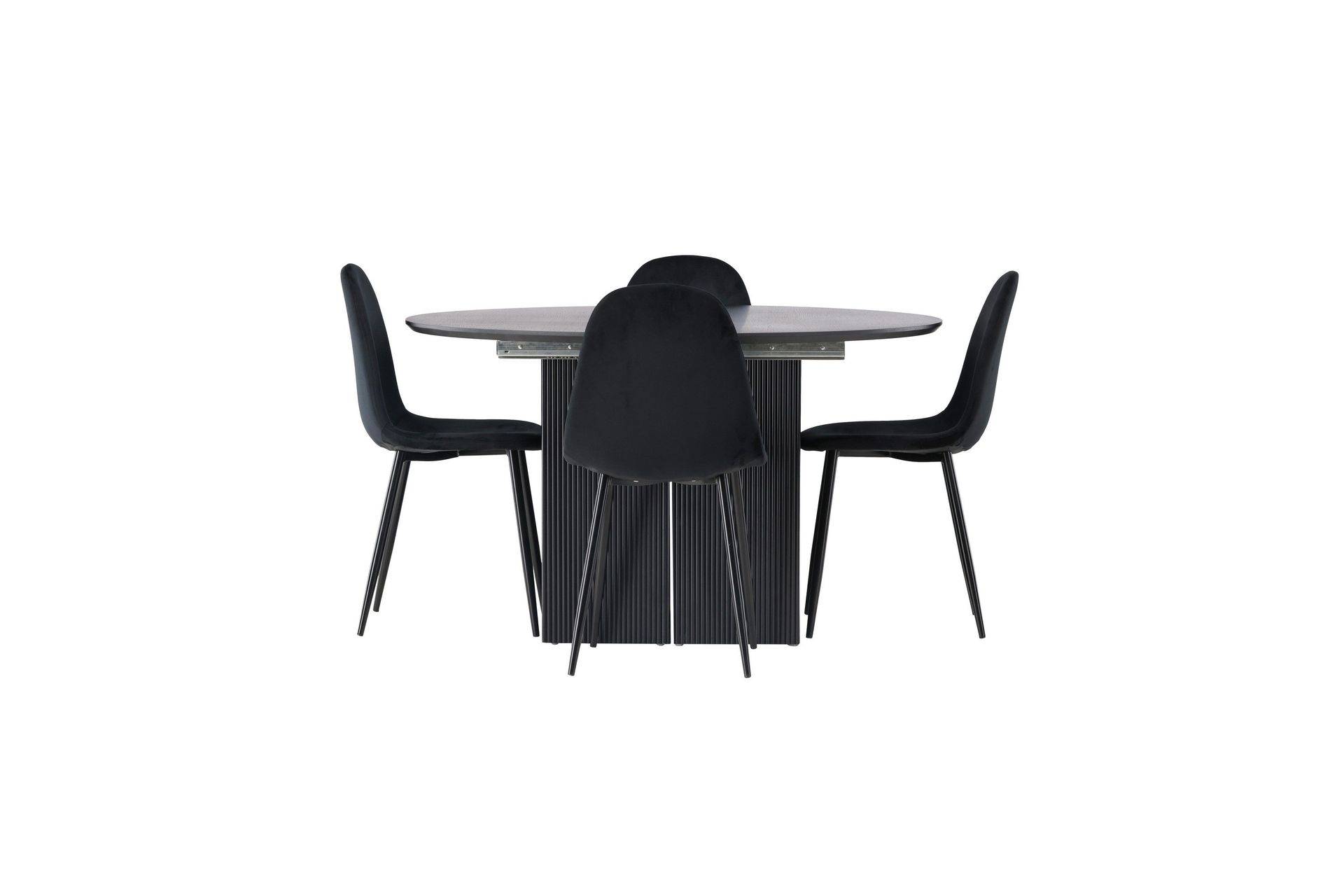 Matilda Matgrupp 130 cm Rund med 4 Polar Stolar - Svart Venture Home