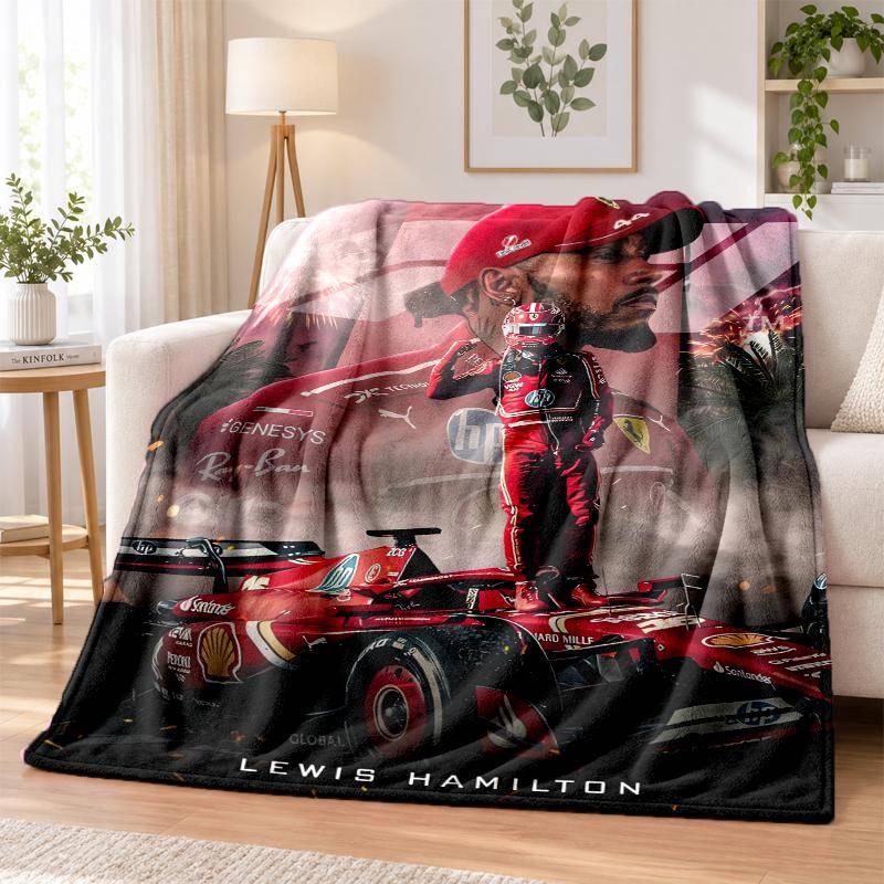 Lewis Hamilton Tryckt Flanellfilt Varm Komfort Sängkast För Inomhus Heminredning