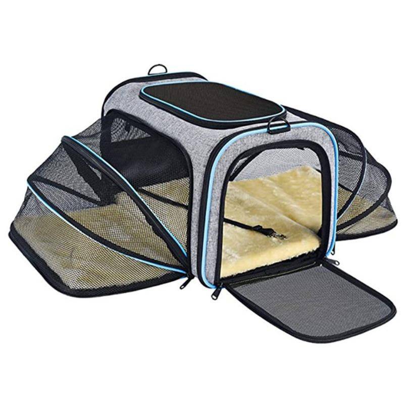 Enaxlad katt- och hundväska Husdjursväska med dubbel expansion för resa Bärbar andningsbar crossbody-kattväska