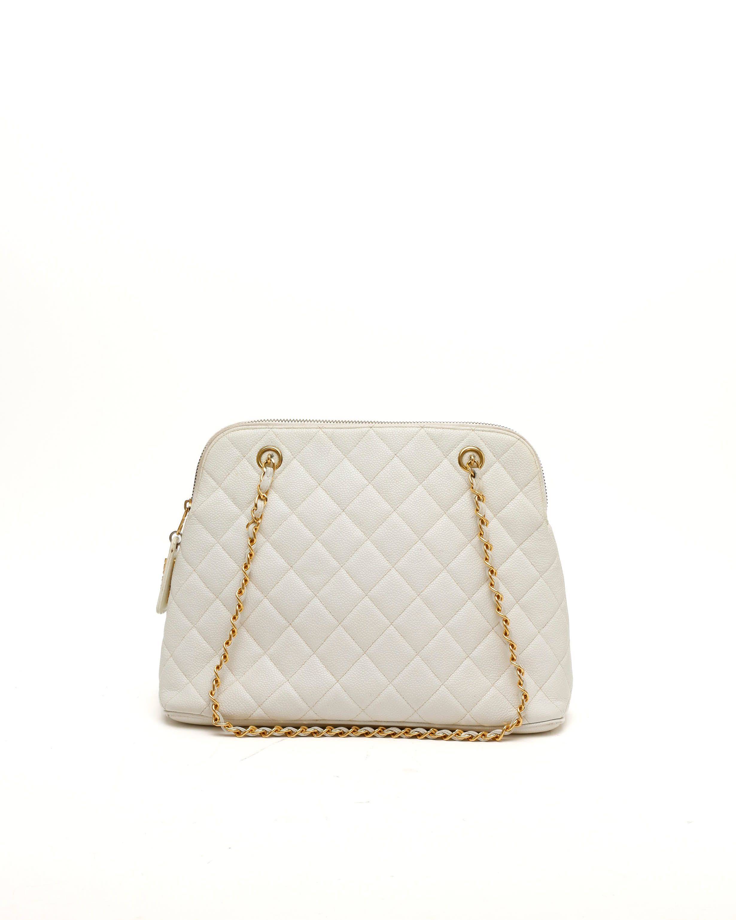 Chanel CC Caviar Tote Bag - White (One Size)