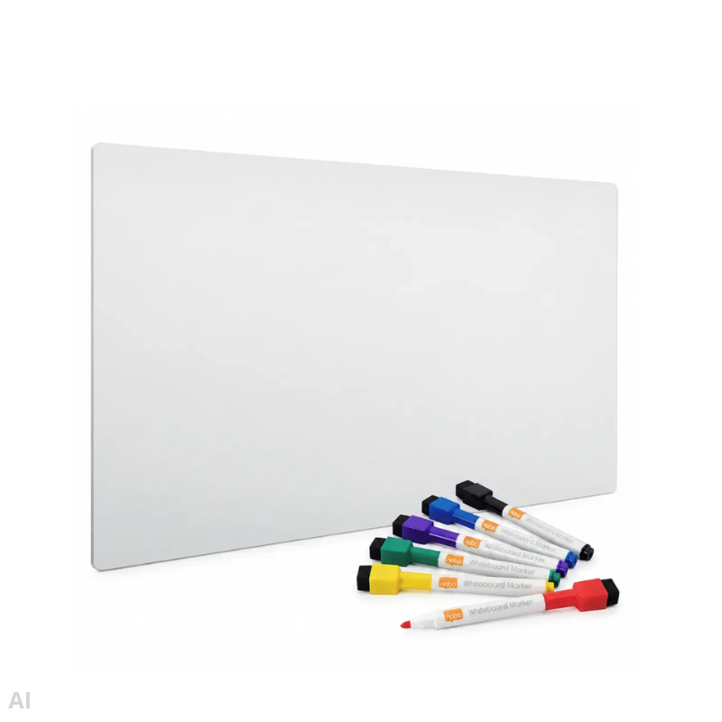 Whiteboard Nobo tavle magnetisk rammeløs stål 65x45cm + WB marker mini fin rund 2mm ass (6) *RESTSALG*.