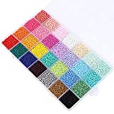 Pärlor Pärlor För Pyssel Små Glaspärlor Pärlor Att Trä På Gör-Det-Själv-Set Med Elastiskt Snöre För Armband, Glaspärlor Slät Yta För Smyckestillverkning