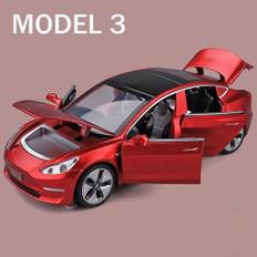 1:32 Tesla Model 3 Aloy Car Model Diecast Legetøjsbil med lys og lydeffekter, Kids Toy Boy Gift