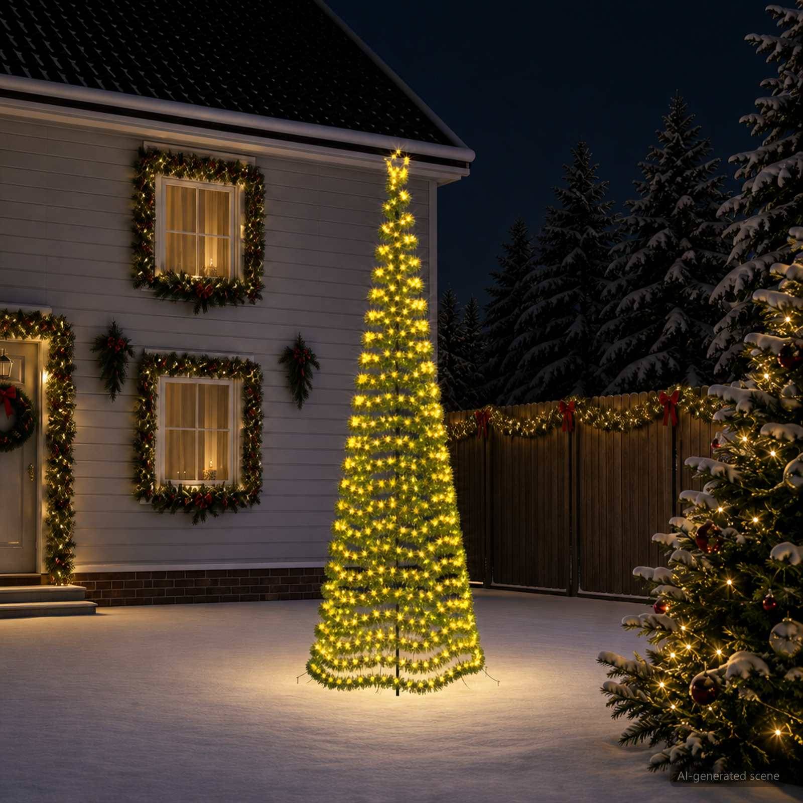 vidaXL LED-glimmerjuletræ med jordspyd EKENAS 400 cm 588 LED'er