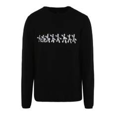 Givenchy, Stickade tröjor & koftor, Herr, L, Tufting Logo Crew Knit - black (L)