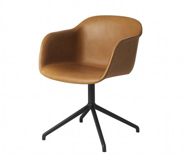 Muuto Fiber Chair Swivel - Arm - Læder - Sort/Sort
