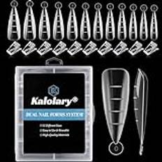 Kalolary 120PCS Nail Dual Forms Stiletto Shape Nail Moulds Kits with 10PCS Plastic Transparent Finger Extension Clip Clamp Extension UV LED Builder DIY Manicure For Poly Gel