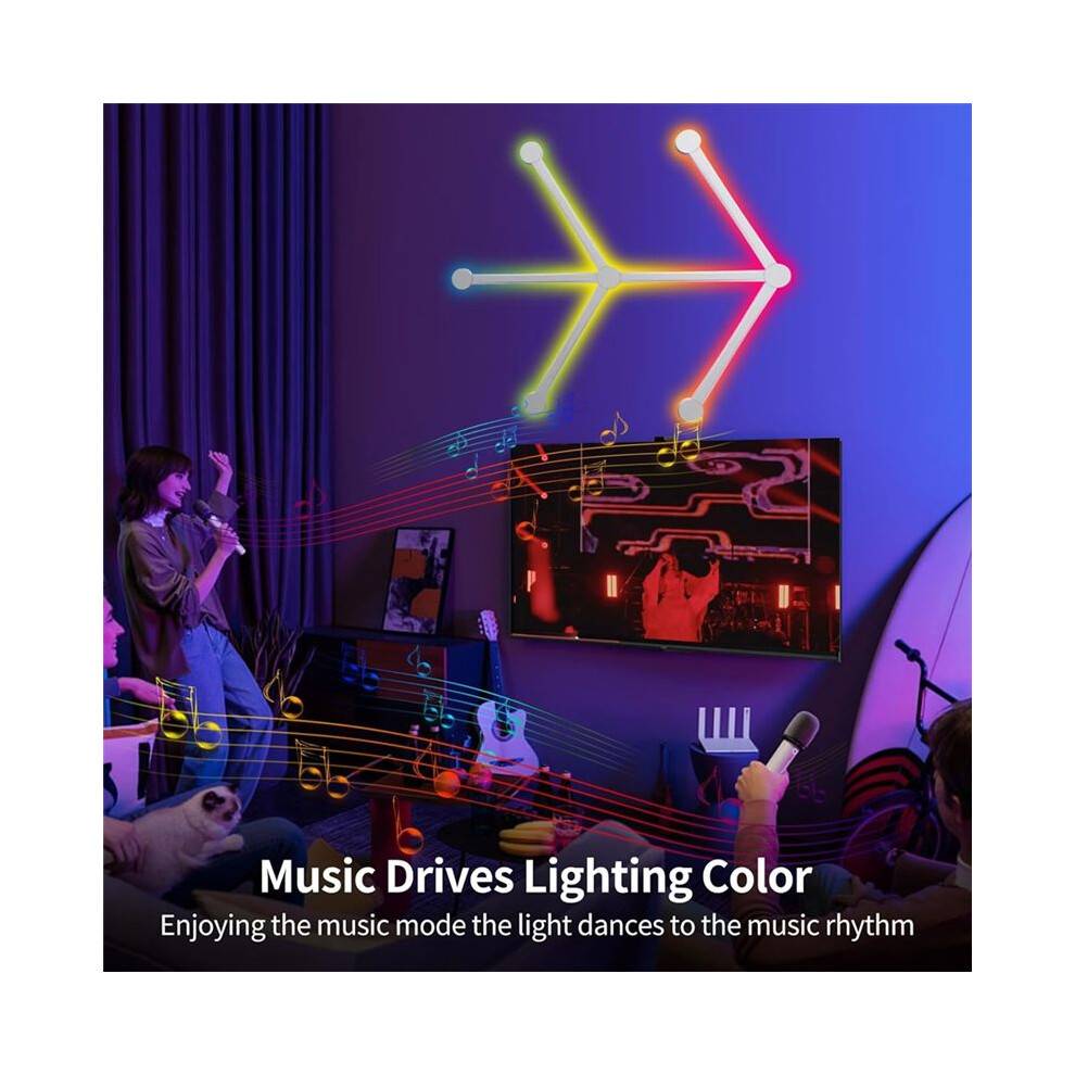 USB Wall Light RGB LED Light Bars 16 Million Color Dimmable Music Sync DIY Home Decor Light Bars Black