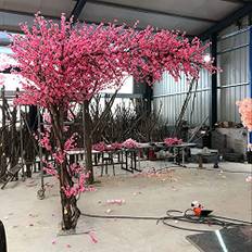 Simulation Peach Blossom Tree, Artificial Cherry Blossom Trees, Large Plant Handmade Fake Silk Flower Indoor Outdoor Party Restaurant Mall Decoration 2.5x2.5m/8.2x8.2ft