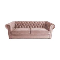 Chesterfield Deluxe bäddsoffa 3-sits - Bäddsoffa Rosa Tyg