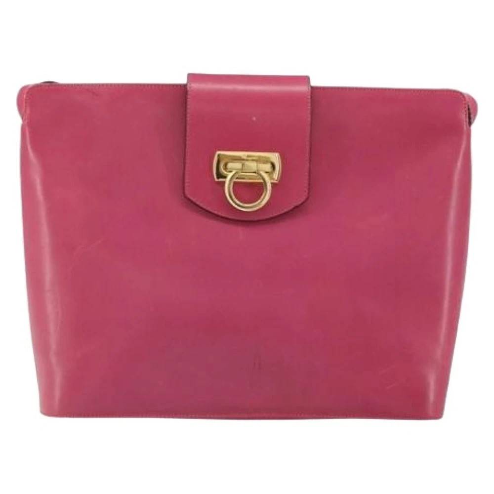 Salvatore Ferragamo Pre-owned Pre-owned Leather Shoulder Bag - Vintage - Dame - Lyserød - ONE SIZE - Uld