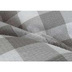 Bæk og Bølge dobbelt sengetøj 200x220 cm - Gråt sengesæt med tern - 100% bomuld - Krepp sengelinned - By Night