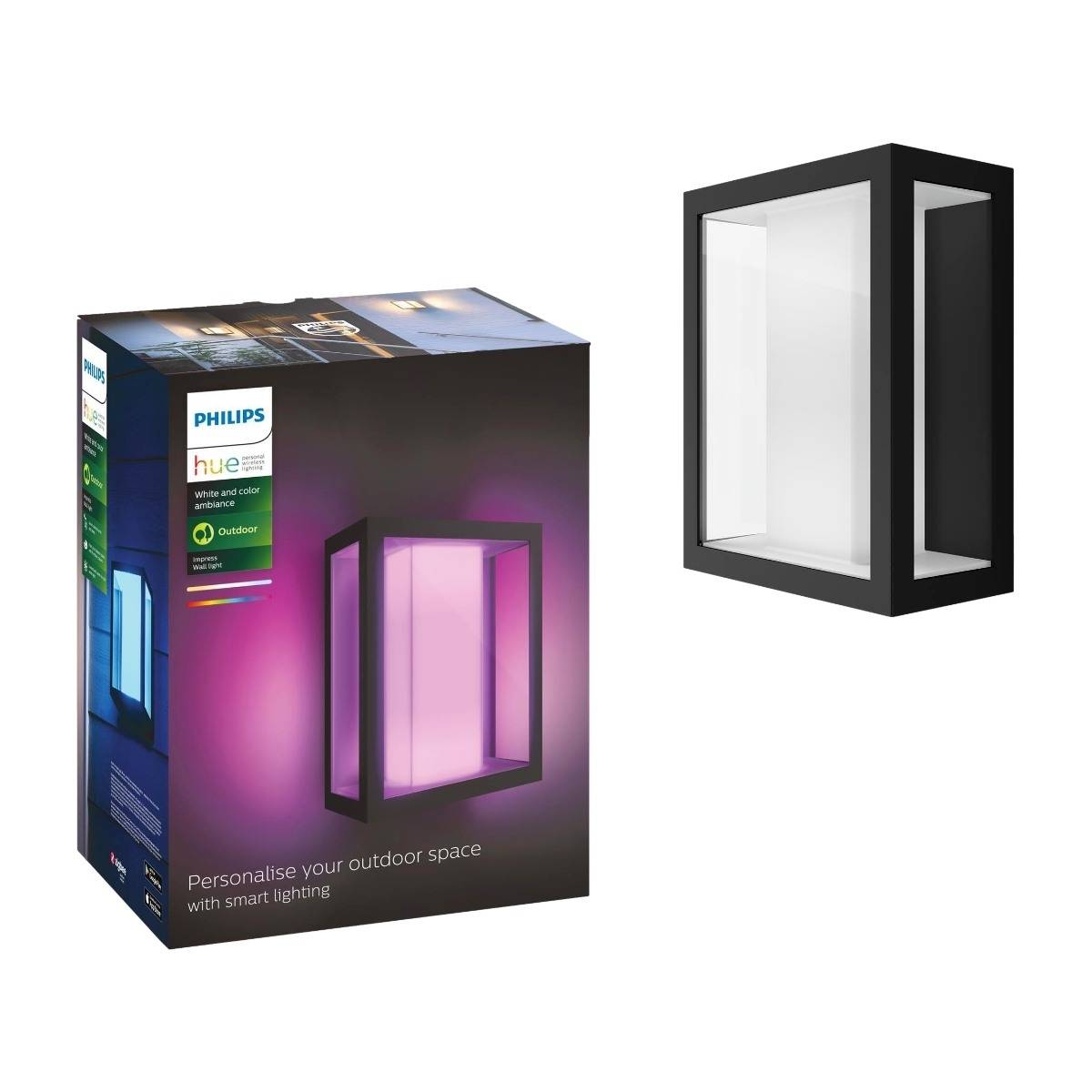 Philips Hue WCA Impress Large væglampe udendørs, sort 230v.