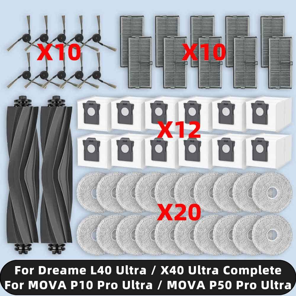Kompatibel för Dreame L40 Ultra / X40 Ultra Komplett / MOVA P10 Pro Ultra / MOVA P50 Pro Ultra Delar Filter Dammpåse Moppborste
