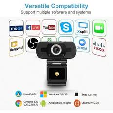 1080P Full HD-webbkamera med mikrofon, sekretessskydd och stativ – USB Plug-and-Play-konferenskamera för videochatt, klassrum, spel och livestreaming, - Multifärgad (W6 Kamera-1080P)