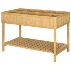 Pflanztisch Hochbeet Pflanztisch Blumenkasten Anzuchttisch 8 Fächer mit Abfluss Ablage Tanne Massivholz Naturholz 110 x 46 x 76 cm - Naturligt trä