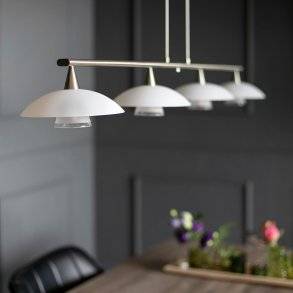 Plate - loftlampe i sort metal ned fire skærme i glas