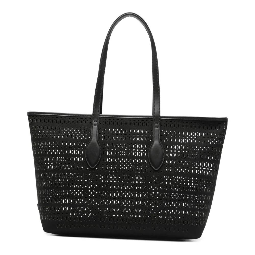Gianni Chiarini Mashup Laser-Cut Canvas Tote Bag - Tasker - Dame - Sort - ONE SIZE - Læder