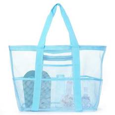 Hollow Polyester Mesh Beach Bag Large Capacity Travel Washing Bag Swimming Storage Bag Minimalist Mesh Beach Bag, Mother&#39;s Day Gift For Mom - Blue - one-size