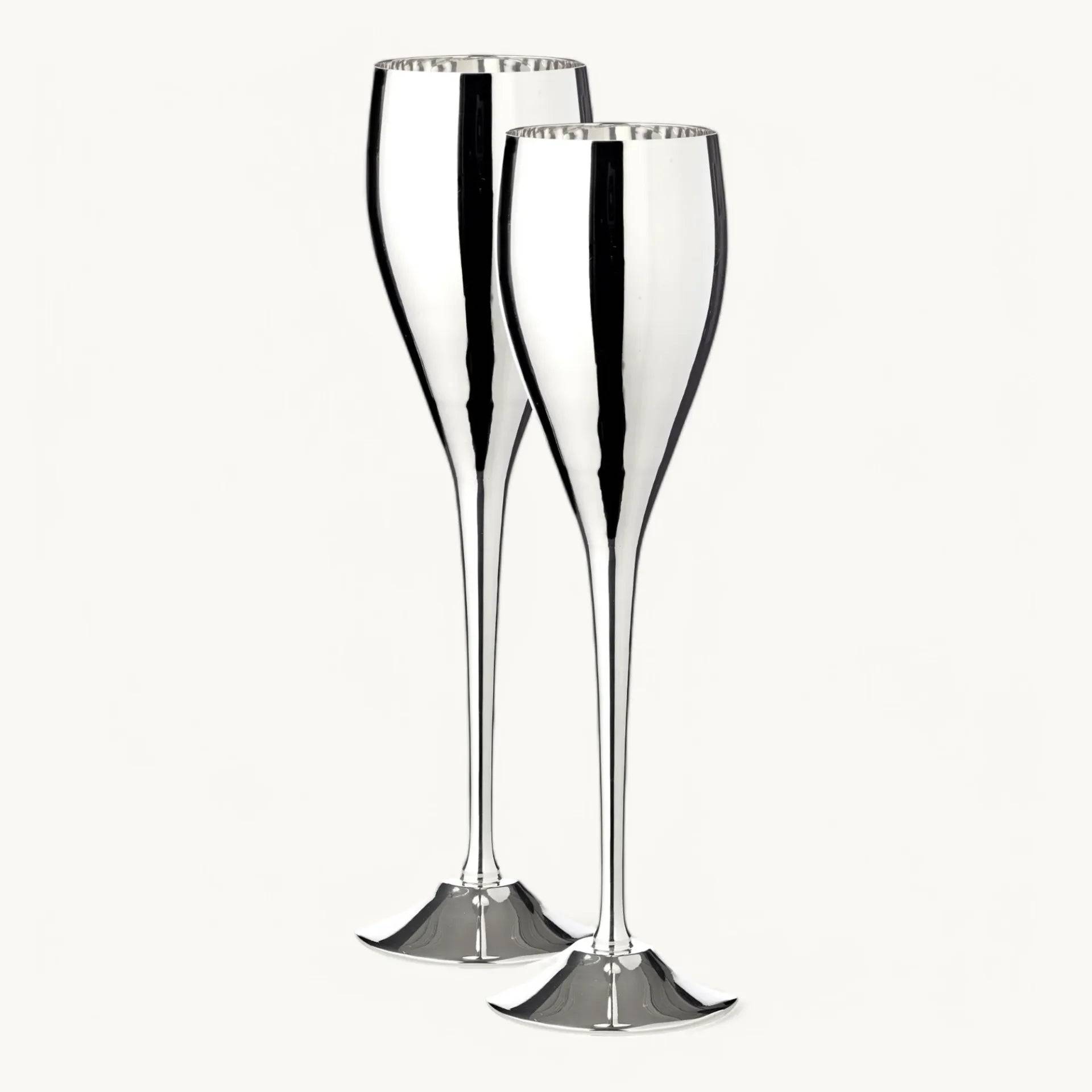 Dodo | Silverpläterade Champagneglas - Set om 2 | Presentförpackning.