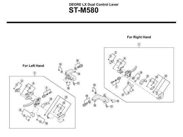 Shimano Deore LX dæksel til venstre bund på skiftegreb model ST-M580