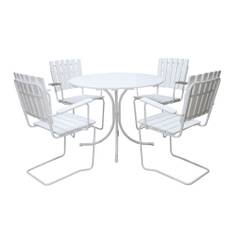 Matgrupp Baltic Garden Vaxholm Bord + 4 Stolar Vit