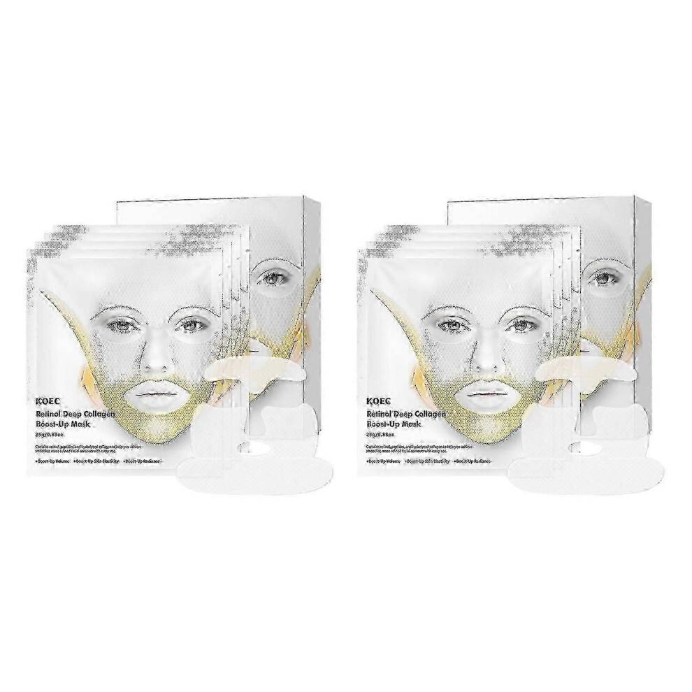 (2-Pack) Deep Collagen Retinol Tension Boost Up Mask, Face Tightening Lifting Mask for V-Line, Smile Line & Forehead Wrinkles