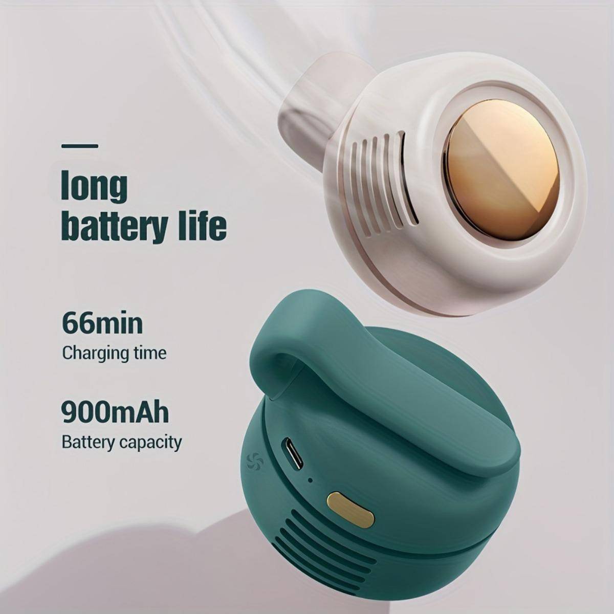 Bärbar Mini-fläkt utan blad med 3 justerbara hastighetsinställningar, USB-uppladdningsbar, 900mAh batteri för långvarig användning, Lättviktig och rot
