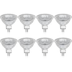 Sæt med 8 Gu5.3 Mr16 20w 12v Varm Hvid Halogenpære, Glasafdækning 400lumen 2-benet Spotlight Erstatning for 20w Halogen