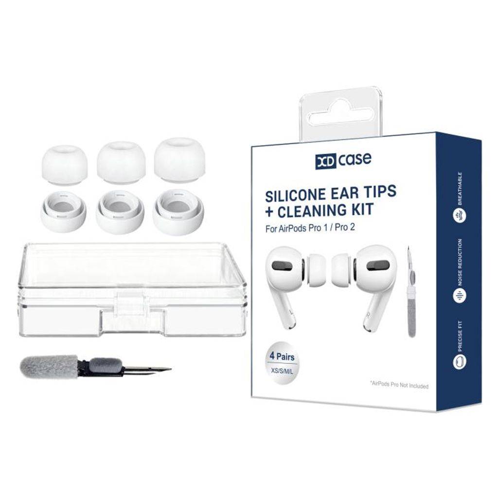 XDcase AirPods Pro 2/1 Silikone Ørepropper med Trykaflastning S/M/L – Hvid