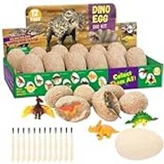 Dino ägg att gräva ut, 12 stycken dinosaurier grävningsset fossiler utgrävningsset barn klassrum rekvisita födelsedag jul present för dinosaurier leksaker från 5 år