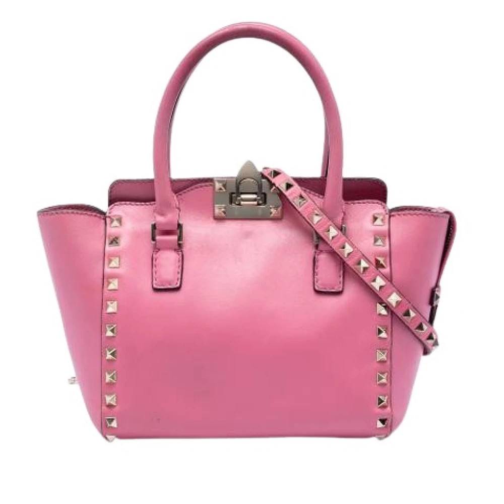 Valentino Vintage Pre-owned Studded Satchel - Vintage - Dame - Lyserød - ONE SIZE - Uld