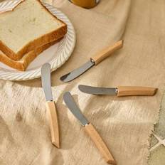 2 st minimalistiska smörkniv i rostfritt stål, västerländskt porslin, bröd- och syltkniv, smörspatel med långt skaft i trä, spritskniv, smörskrapa, kö - Multifärgad (1 st,2 st)