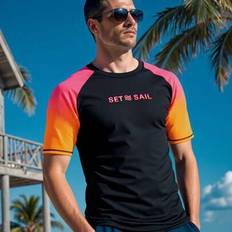 Män Letter Print Raglan Kortärmad Rash Guard - Multifärgad (L,M,S,XL,XXL)