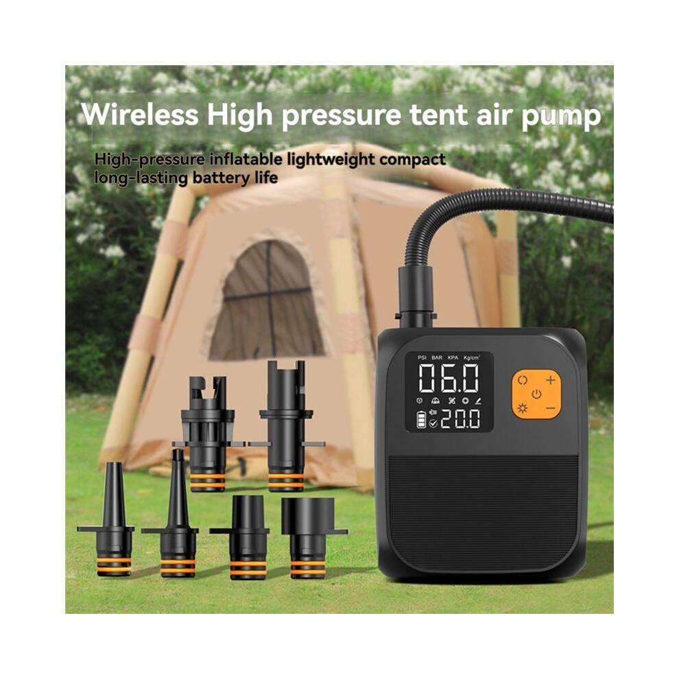 Portable Paddle Board Pump 25PSI High Pressure Electric Air Compressor Pump with 6 Nozzles for Inflatable Boat Black