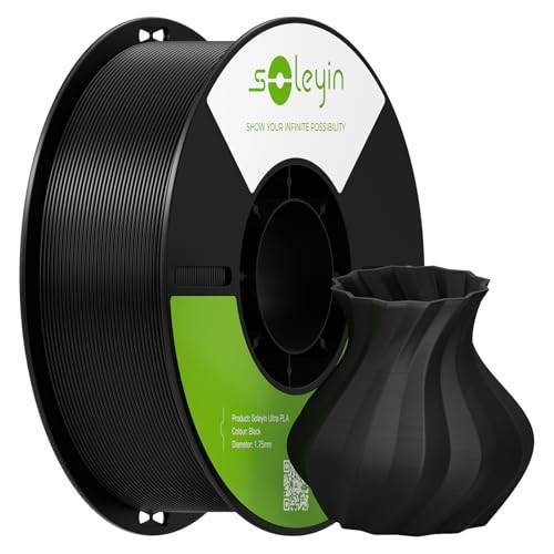 SOLEYIN Ultra PLA Filament 1.75mm Black, 3D Printer Filament 1kg 30-300mm/s, for most 3D printers, Creality Ender-3 K1 K1C K2 plus Hi
