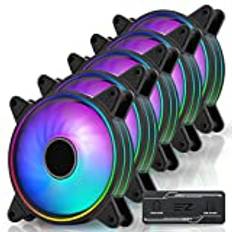 EZDIY-FAB Moonlight RGB PWM-datorfläkt 120 mm med RGB PWM-fläkthuv, 5 V moderkort RGB Sync, ARGB PWM-fläkt för PC-hölje, flera lätta lägen, 5-pack