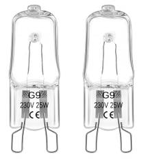 Halogen ugn, G9, 25 W, 300 grader, 230 V, dimbar halogenlampa, varmvit 2 800 K, 300 lm, G9 halogenlampor för ugn, mikrovågsugn, taklampa, skåpbelysning, set om 2