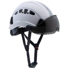 Hard Hat Construction Safety Helmet with Visor ANSI Approved OSHA LOHASPRO Vented White Hard Hat Chin Strap Tree Climbing Arborist Helmet White Smoked