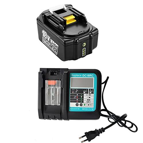 DC18RC laddare + för Makita 18V 5Ah 5000mAh BL1850B BL1860B BL1830B batteri kompatibel Makita Radio DMR102 DMR105 DMR108 DUC353Z DUC302Z DLM380Z DLM431Z