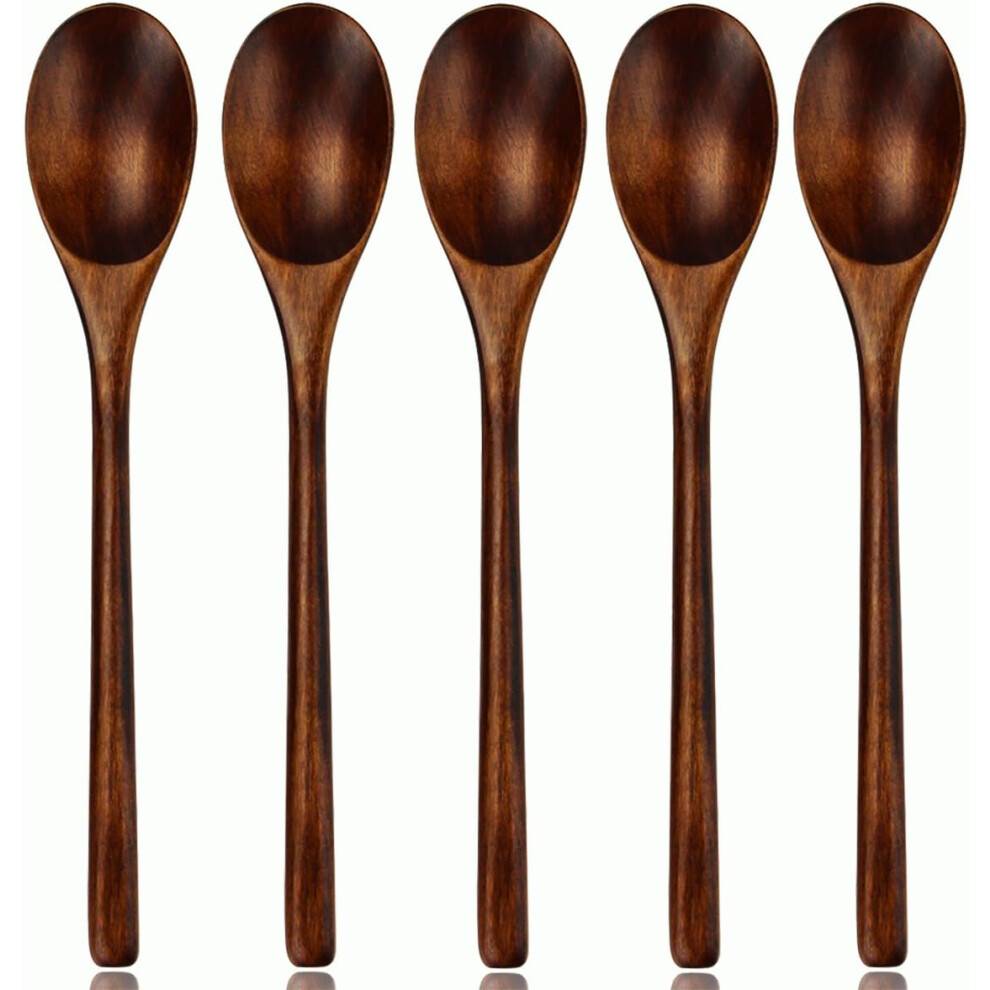 Køkkenske i træ, redskaber i massivt akacietræ, suppeske i træ, køkkenredskaber i nonstick-belægning, varmebestandigt design, 5 dele