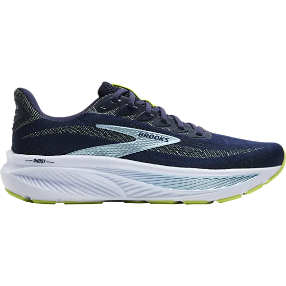 Brooks M Ghost 17 Wide Löparskor Peacoat/lime - US 11