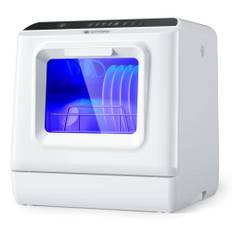 ecozy Mini Geschirrspüler, Tischgeschirrspüler Spülmaschine Klein, 6 Programme, 5 Liter Wassertank, Doppelte Wasserversorgung, Extra Dry, ECO &Fruit Wash, Kleiner Geschirrspüler für Wohnung, Wohnheim