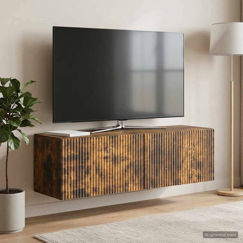 vidaXL Væghængt TV-skab Røget eg 98 x 31 x 30 cm Konstrueret træ
