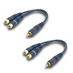 20CM RCA-kabel Audio Splitter Adapter Y-kabel Cinch (RCA Y-kabel, 2 stk., Blå), RCA til JACK-kabel 1 Han 2 Hun RCA-kabel til Subwoofere, Pho