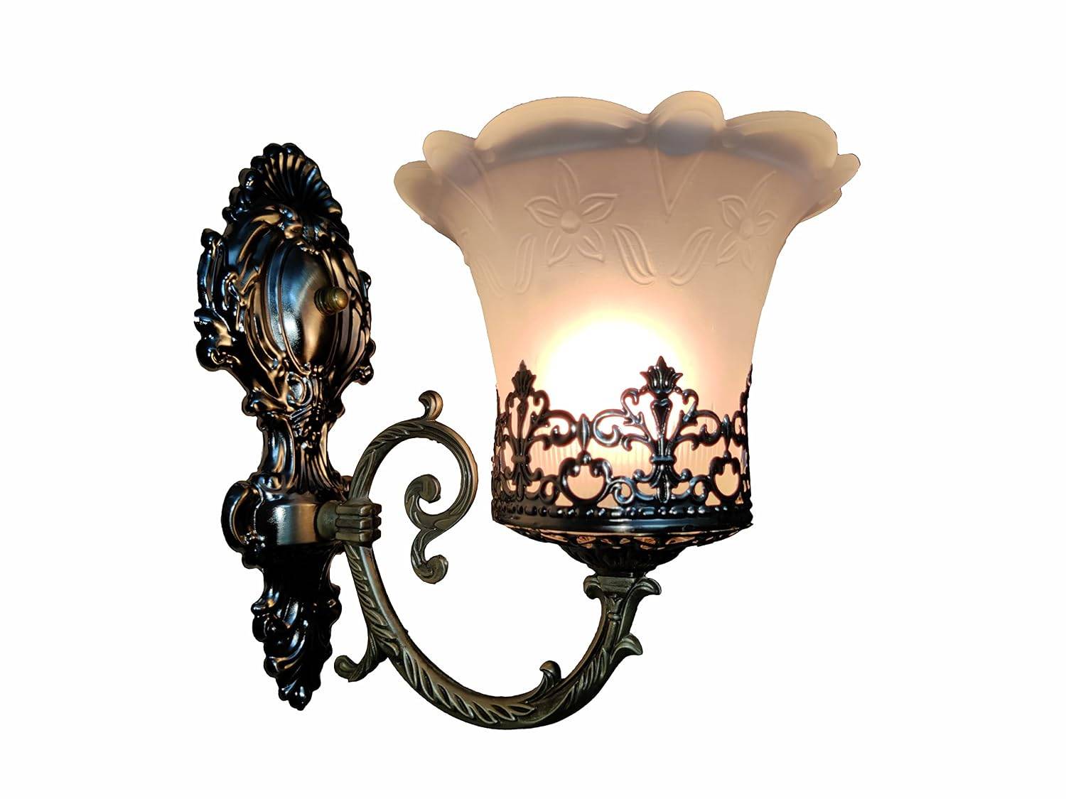 Traditional Wall Light Fixture Decorative Sconce With Glass Shade, Golden